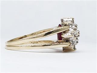 14K Solid Yellow Gold Ruby Diamond Flip Ring Size 5.5